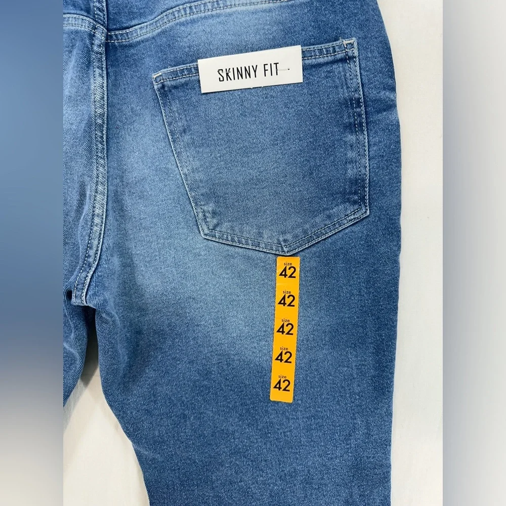 Zara Man Denim Collection Size 32 Blue Biker‎ Moto Skinny Jeans New With Tags